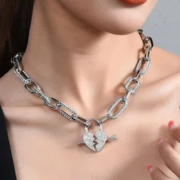 Arzonai Silver-Toned Stainless Steel Necklace-picture-30