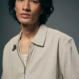 Flying Machine Oversized Fit Spread Collar Pure Cotton Zipper Shirt image 3