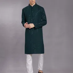 PulseIQ Men Woven Design Festive Cotton Straight Kurta-picture-24