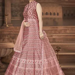 EthnicTree Printed Maxi Ethnic Dresses With Dupatta image 4