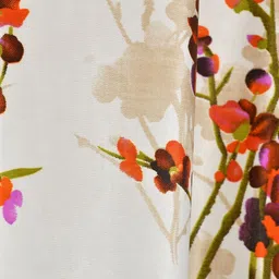 GEET CREATIONS Orange & White Set of 3 Floral Room Darkening Window Curtain image 3