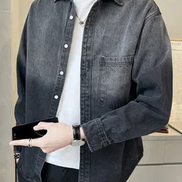 KPOP Men Original Relaxed Regular Fit Dyed Spread Collar Cotton Casual Shirt-image-19