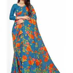 KANOODA Blue Pure Georgette Sarees-picture-35