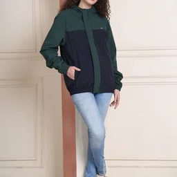 HOUSE OF VEDAS Color Blocked Waterproof Hooded Rain Jacket image 2