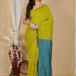 Brynbrit Colourblocked Pure Cotton Handloom Khadi Saree-image-33