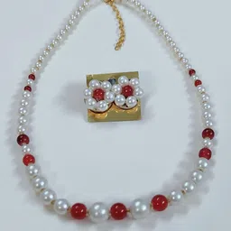 grace collections KALAVAATHI Women Pearls Studded Necklace & Earring Set-picture-22