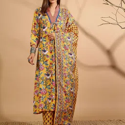 anouk rustic Anouk Women Floral Printed Regular Kurta with Trousers & With Dupatta-picture-23