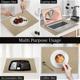 LUXEHOME INTERNATIONAL Brown 6 Pieces Wave Textured Anti-Skid Table Placemats image 2