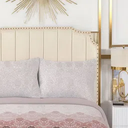 BOMBAY DYEING Grey Floral 180 TC Queen Cotton Bedsheet Set 2.74 m x 2.74 m image 2