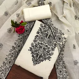 BlissFlair Floral Embroidered Chanderi Cotton Unstitched Dress Material-picture-16