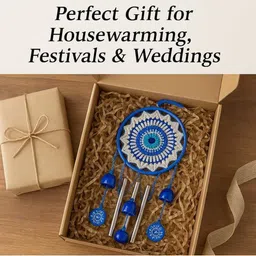 Go Hooked Blue Evil Eye Dreamcatcher Wind Chime with Bells 64cm Wall Hanging Decor image 3