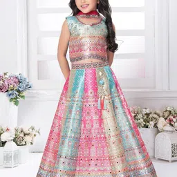 JAY NAGNATH FAB Girls Embellished Mirror Work Ready to Wear Lehenga & Blouse With Dupatta image 1