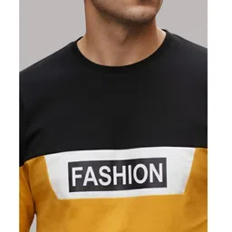 AUTNA Men Colourblocked Regular Fit Round Neck Cotton Long Sleeve T-shirt image 2