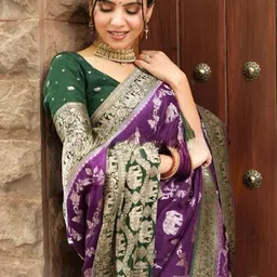 ZIKARAA Ethnic Motifs Zari Heavy Work Saree image 2