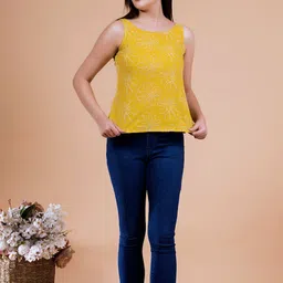 Saffron Threads Floral Embroidered Round Neck Pure Cotton Top image 5