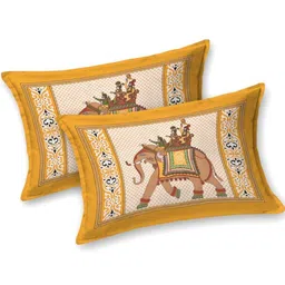 MILAAV Yellow & Red 144 TC Queen Bedsheet with 2 Pillow Covers image 4