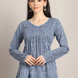 Roly Poly Women Vertical Stripes Striped Pure Cotton Ethnic Regular Top-picture-23