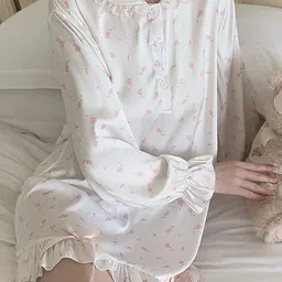 LULU & SKY Women Floral Printed Lace Collar Nightdress-picture-17