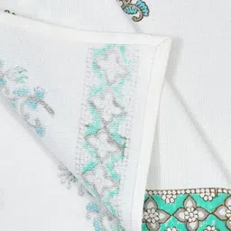 BLOCKS OF INDIA Green & White 5 Piece Printed Cotton 210 GSM Towel Set image 2