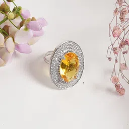 Niska Set Of 2 Stainless Steel Crystals Studded Adjustable Finger Ring image 3