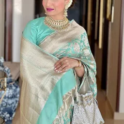 CANIZZARO Woven Design Zari Silk Blend Heavy Work Banarasi Saree image 5