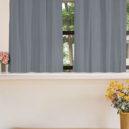 URBAN SPACE Waffle Grey 2 Pieces Cotton Window Curtains-picture-7
