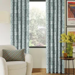 Nefertiti Home Sea Green 2 Pieces Floral Printed Black Out Door Curtains-image-61