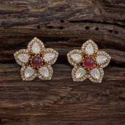 Kushal's Fashion Jewellery Kundan Studded Floral Studs image 1