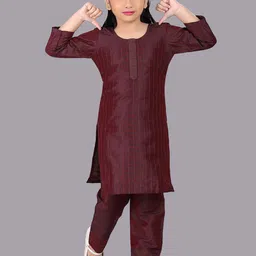 Pehanaava Girls Striped Straight Kurta With Trouser-picture-16