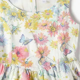GAP Girls Floral Print Round-Neck Fit & Flare Dress image 3