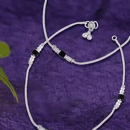 Lila Set of 2 Silver-Plated Beaded Anklets image 2