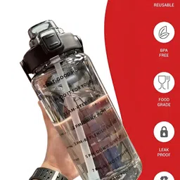 Aura Black & White Typography Printed Water Bottle-2000ml image 5