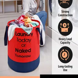 Kuber Industries Red & Blue 2 Pieces Printed Foldable Laundry Bags 45 L Each image 3