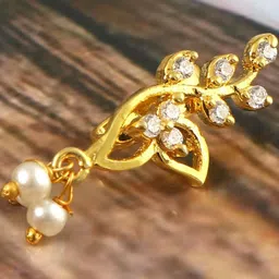 Tanusha Jewels Gold-Plated Brass Zircon Clip-On Nosepin-picture-24