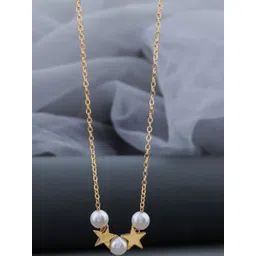 SZN Set Of 2 Gold-Plated Artificial Stones Studded Star Shaped Pendants With Chains-picture-22