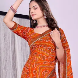 KANOODA Daily Bandhani Printed Pure Georgette Saree image 3