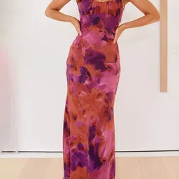 LULU & SKY Women Abstract Print Shoulder Straps Maxi Dress image 2