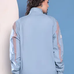 HOUSE OF VEDAS Women Mock Collar Striped Windcheater Bomber Jacket image 4