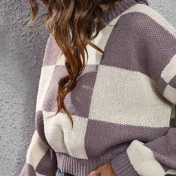 Mast & Harbour Women Checked Crop Pullover image 4