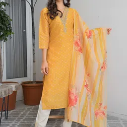 Anouk Women Ethnic Motifs Printed Regular Kurta with Trousers & With Dupatta image 3