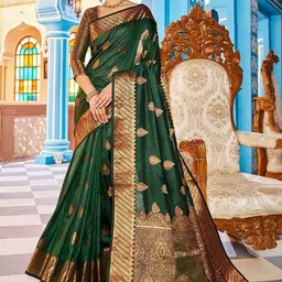 Snofi Creation Ethnic Motifs Woven Design Zari Kanjeevaram Saree-image-4
