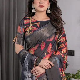 MAHARANI COUTURE Etnic Motifs Printed Zari Pure Cotton Jamdani Saree image 3