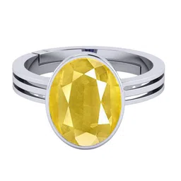 VISHVMA Silver Plated 7.00 Ratti Sapphire Pukhraj Gemstone Studded Finger Ring-picture-16