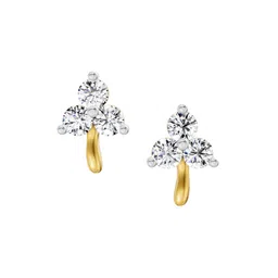 Sparkles 3 Stone Lab Grown Diamonds 0.52 Ct 14Kt Yellow Gold Earrings-picture-50