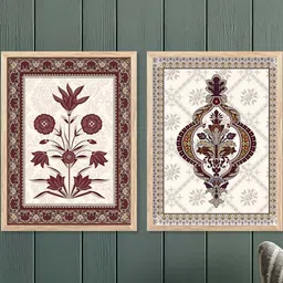 WALLLANE White 2 Piece Wood Abstract Wall Paintings image 2