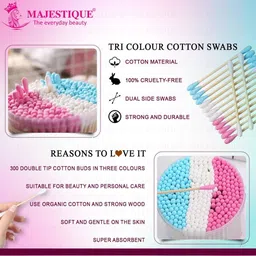 MAJESTIQUE Bold & Thick Cotton Swabs - 300 Pcs image 5