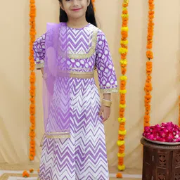 JUNITOS Girls Geometric Printed Ready to Wear Cotton Lehenga & Blouse With Dupatta-picture-48