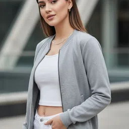 Leotude Women Fleece Outdoor Bomber Jacket image 3