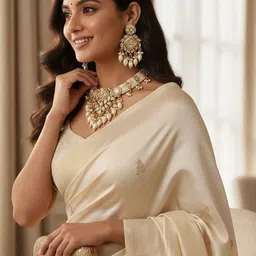 ANTIQUE JEWELLERY Gold-Plated Kundan Stone-Studded & Pearl Beaded Jewellery Set image 3