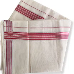 Chithra Fabrics CF 1199 Red Mens Silver Fancy Cream Dhoti 4.00Meter Solid Men Dhoti image 4